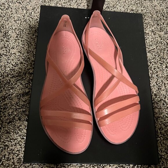 Crocs Pink Iconic Comfort Sandals sz 8 - Picture 2 of 6